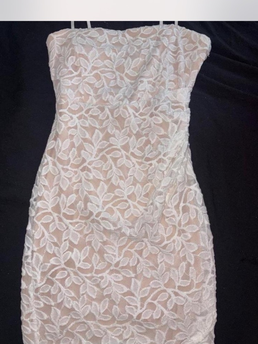 White Lace Overlay Strap Dress